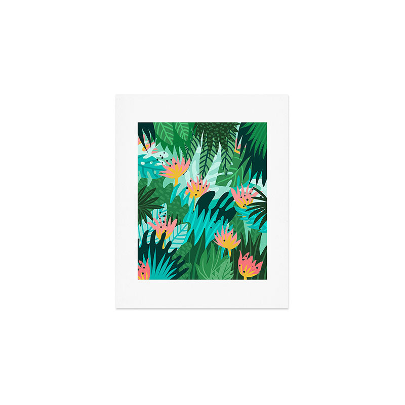 Let's Dance In The Sun, Wearing Wildflowers In Our Hair, Tropical Jungle Nature Botanical Painting Art Print Gallery Image 1