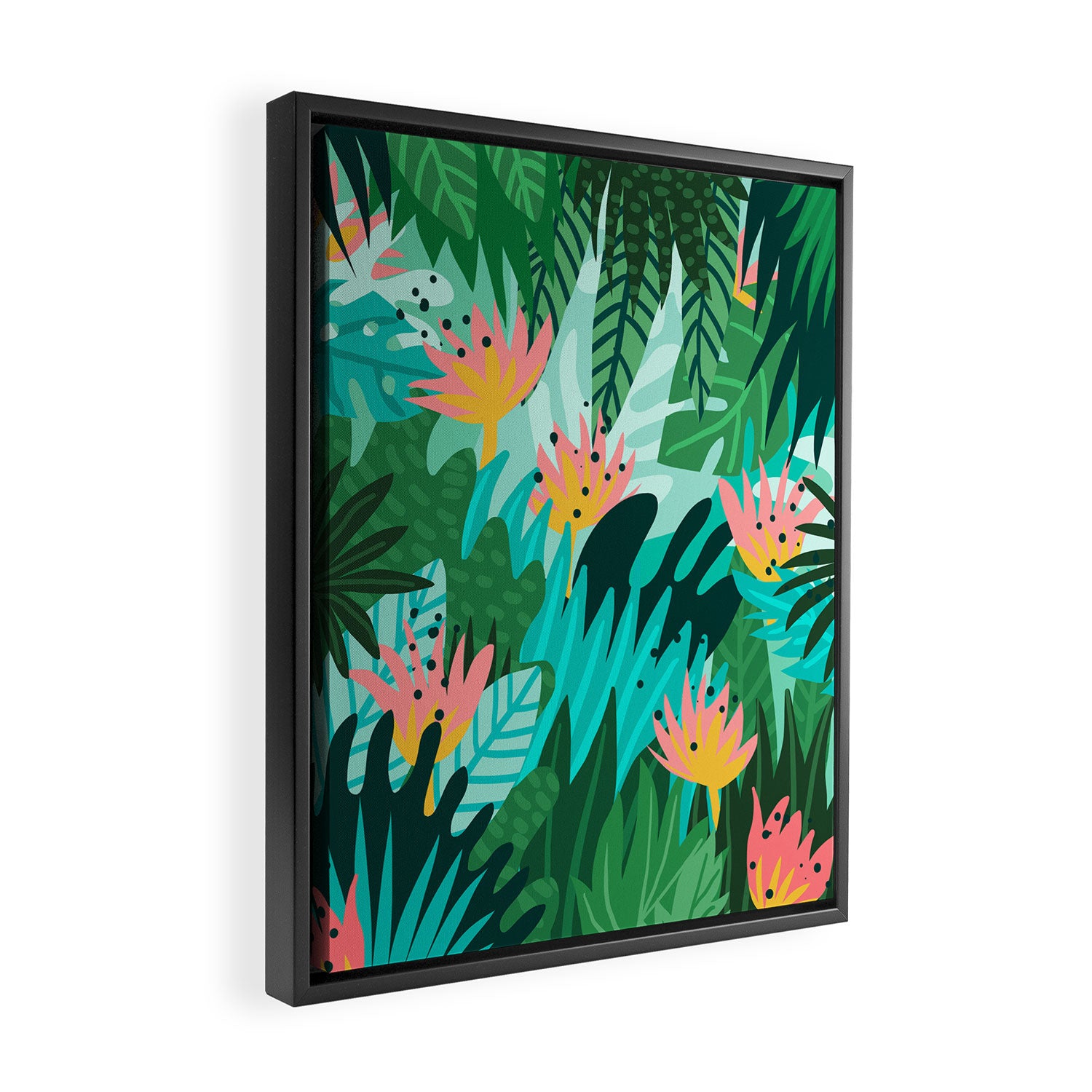 Let's Dance In The Sun, Wearing Wildflowers In Our Hair, Tropical Jungle Nature Botanical Painting Framed Canvas Print Gallery Image 2