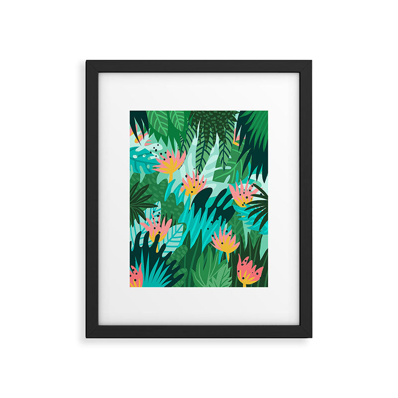 Let's Dance In The Sun, Wearing Wildflowers In Our Hair, Tropical Jungle Nature Botanical Painting Framed Art Print Gallery Image 5