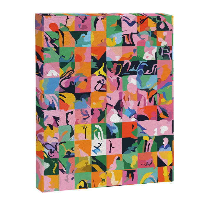 Life On a Checkboard, Abstract Maximalism Eclectic Painting, Bohemian Pop of Color Illustration  Canvas Print Gallery Image 1