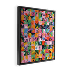 Life On a Checkboard, Abstract Maximalism Eclectic Painting, Bohemian Pop of Color Illustration  Framed Canvas Print Gallery Image 2