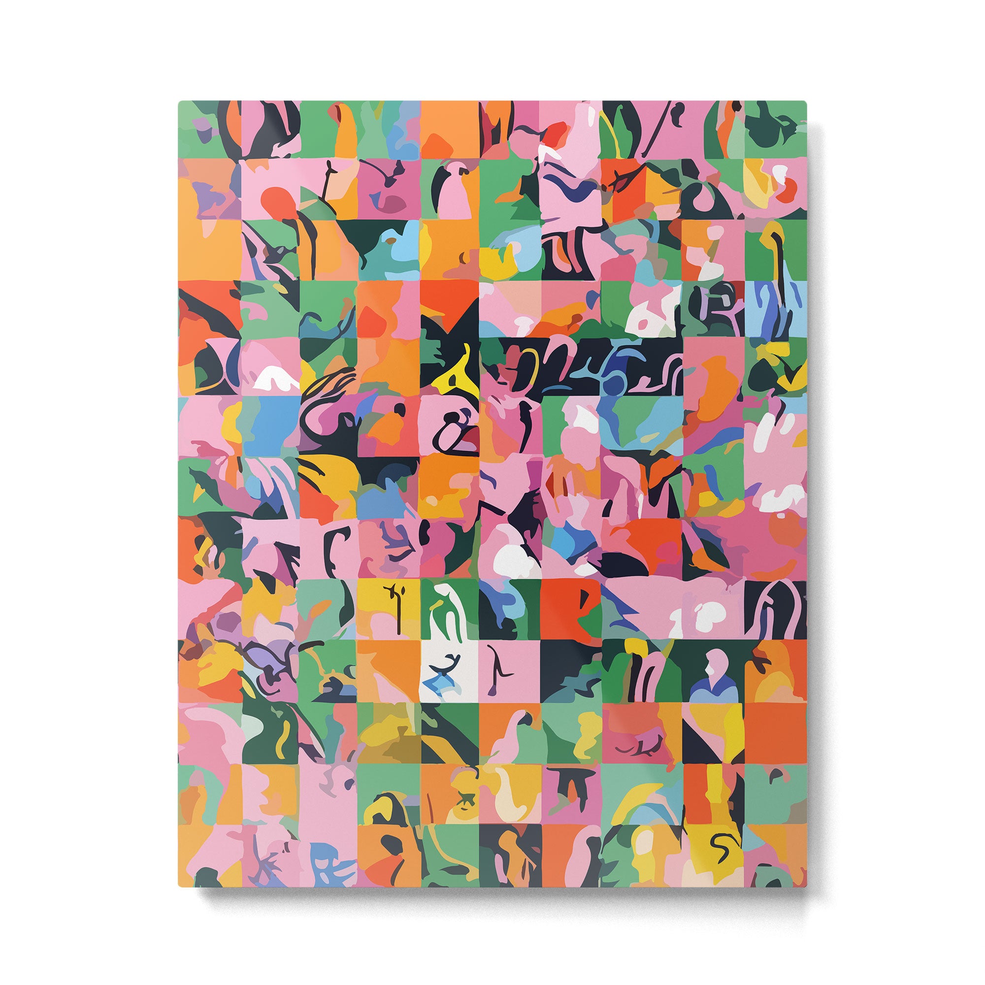 Life On a Checkboard, Abstract Maximalism Eclectic Painting, Bohemian Pop of Color Illustration  Metal Print Gallery Image 4