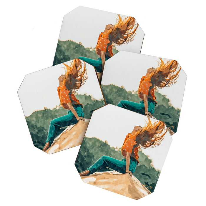 Live Free, Freedowm Woman Empower Painting, Fashion Female Human Rights Coaster Gallery Image 1