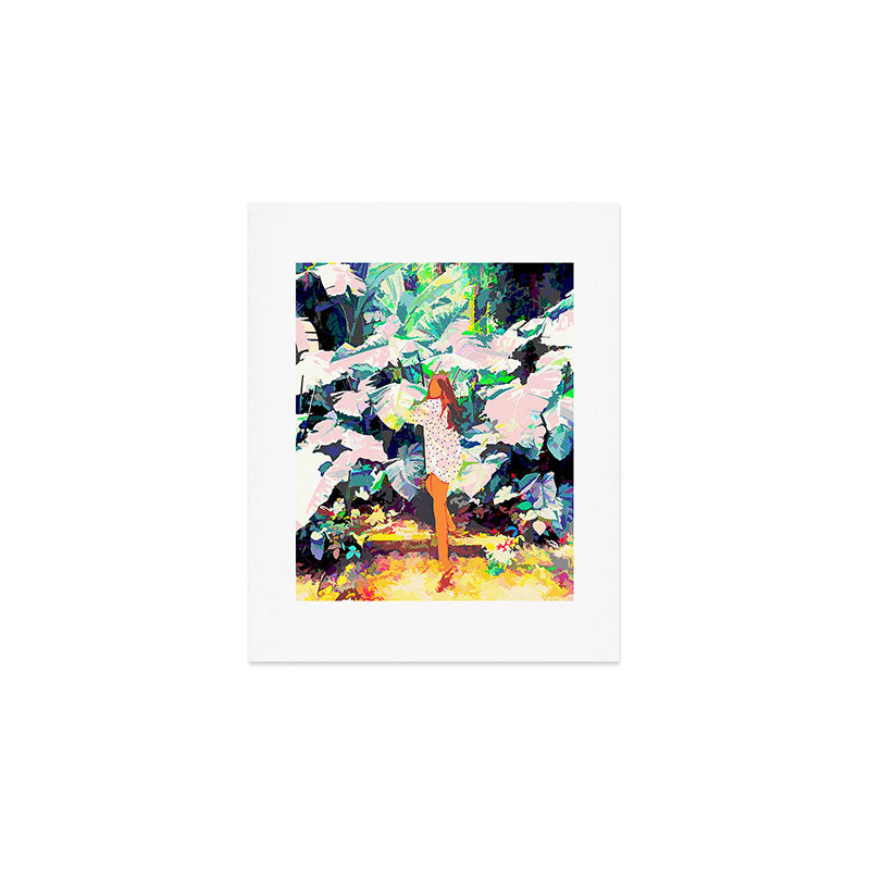 Live Quietly In a Corner Of Nature, Modern Bohemian Woman Jungle Forest Eclectic Painting Art Print Gallery Image 1