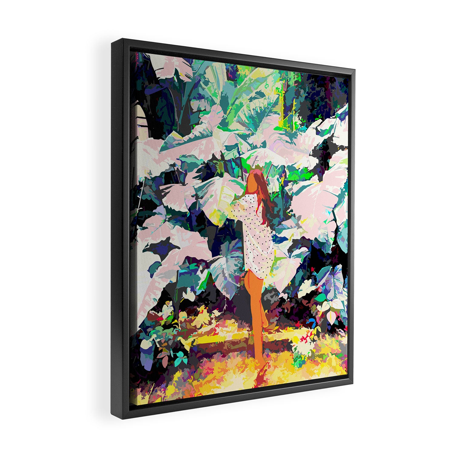 Live Quietly In a Corner Of Nature, Modern Bohemian Woman Jungle Forest Eclectic Painting Framed Canvas Print Gallery Image 2