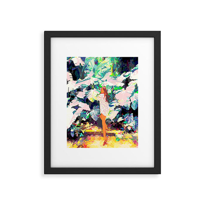 Live Quietly In a Corner Of Nature, Modern Bohemian Woman Jungle Forest Eclectic Painting Framed Art Print Gallery Image 1