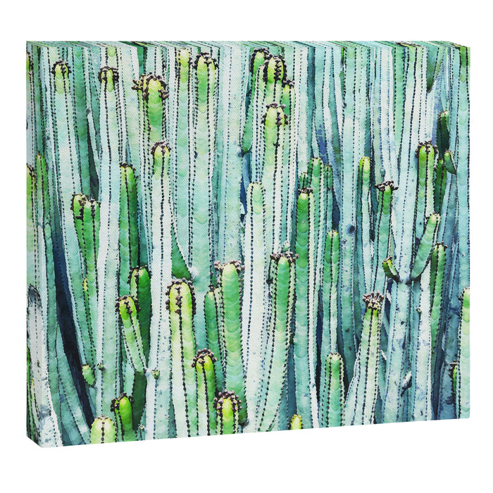 Lost Cactus, Watercolor Nature Painting, Botanical Neutral Illustration Minimal Drawing Jungle Canvas Print Gallery Image 1