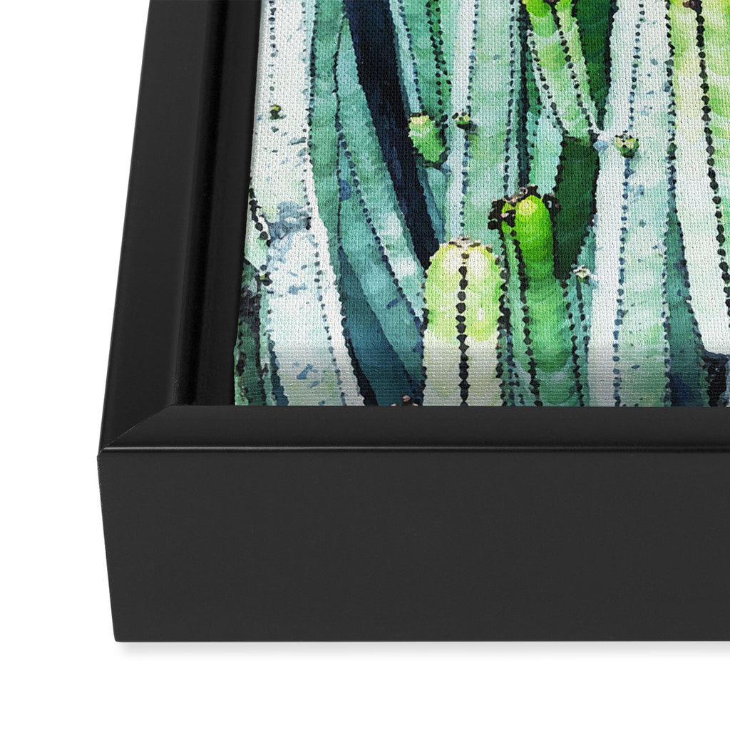 Lost Cactus, Watercolor Nature Painting, Botanical Neutral Illustration Minimal Drawing Jungle Framed Canvas Print Gallery Image 3