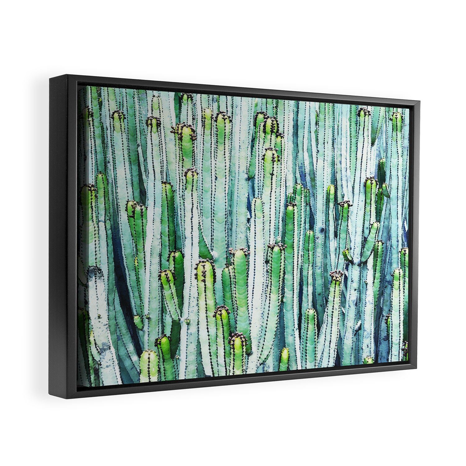 Lost Cactus, Watercolor Nature Painting, Botanical Neutral Illustration Minimal Drawing Jungle Framed Canvas Print Gallery Image 2