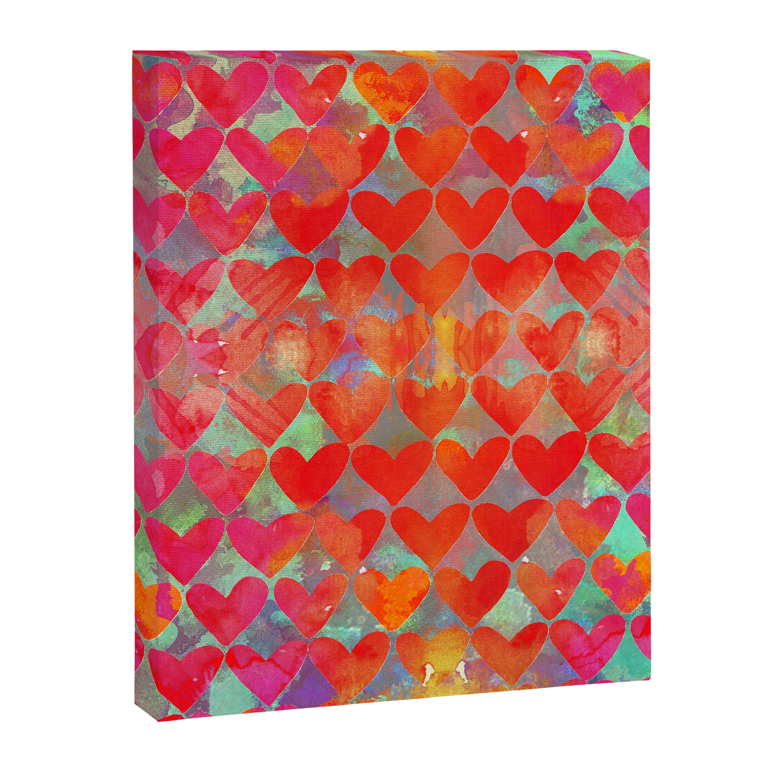 Love Overload, Maximalist Color Pop red Graphic Hearts, Valentine's Day Passion Colorful Canvas Print Gallery Image 8