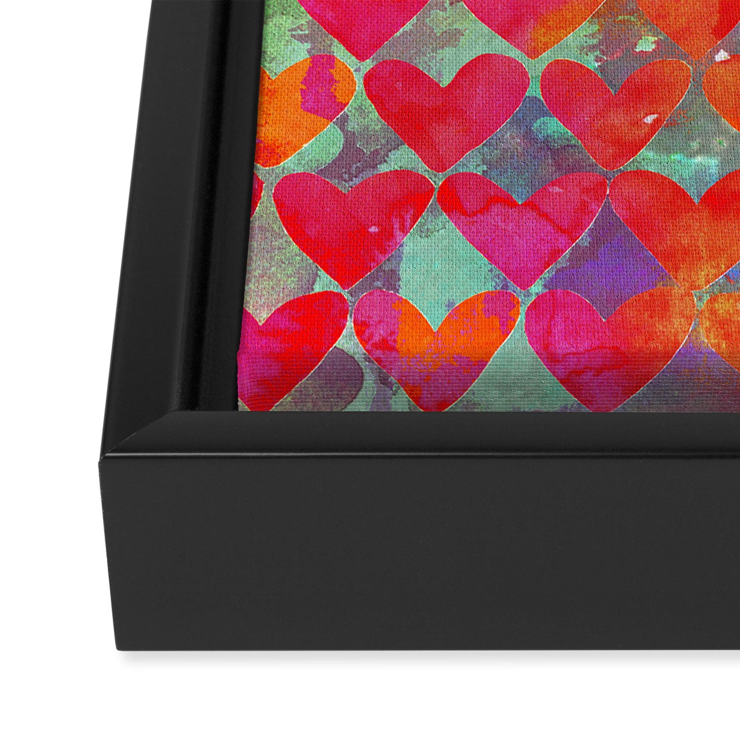Love Overload, Maximalist Color Pop red Graphic Hearts, Valentine's Day Passion Colorful Framed Canvas Print Gallery Image 3