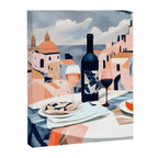 Lunch in Italy, Travel Italian Marble Abstract, Landscape Blush Indigo Texture, Wine Cheese Boho Food Table, Architecture Buildings Graphic Eclectic Painting Canvas Print Gallery Image 6