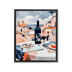 Lunch in Italy, Travel Italian Marble Abstract, Landscape Blush Indigo Texture, Wine Cheese Boho Food Table, Architecture Buildings Graphic Eclectic Painting Framed Canvas Print Gallery Image 6