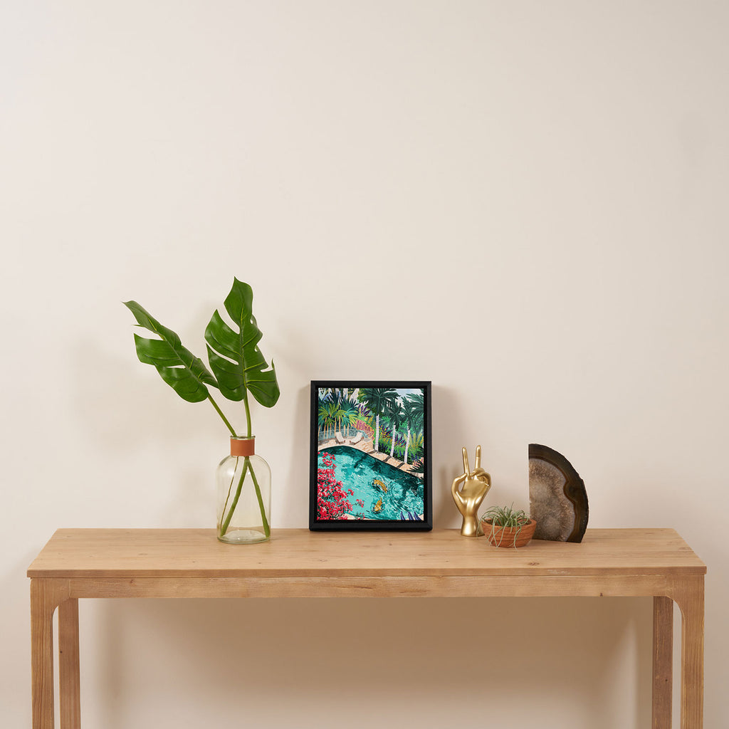 Luxury Tiger Villa illustration, Architecture Travel Nature Painting, Hotel Landscape Garden Framed Canvas Print Gallery Image 4