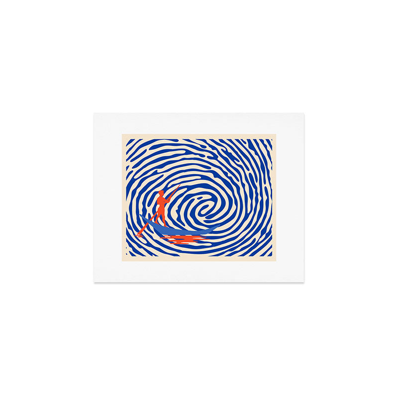 Maelstrom, Abstract Psychedelic Ocean River Whirlpool Vortex, Line Art Drawing Eclectic Boat Sail Sea Art Print Gallery Image 1