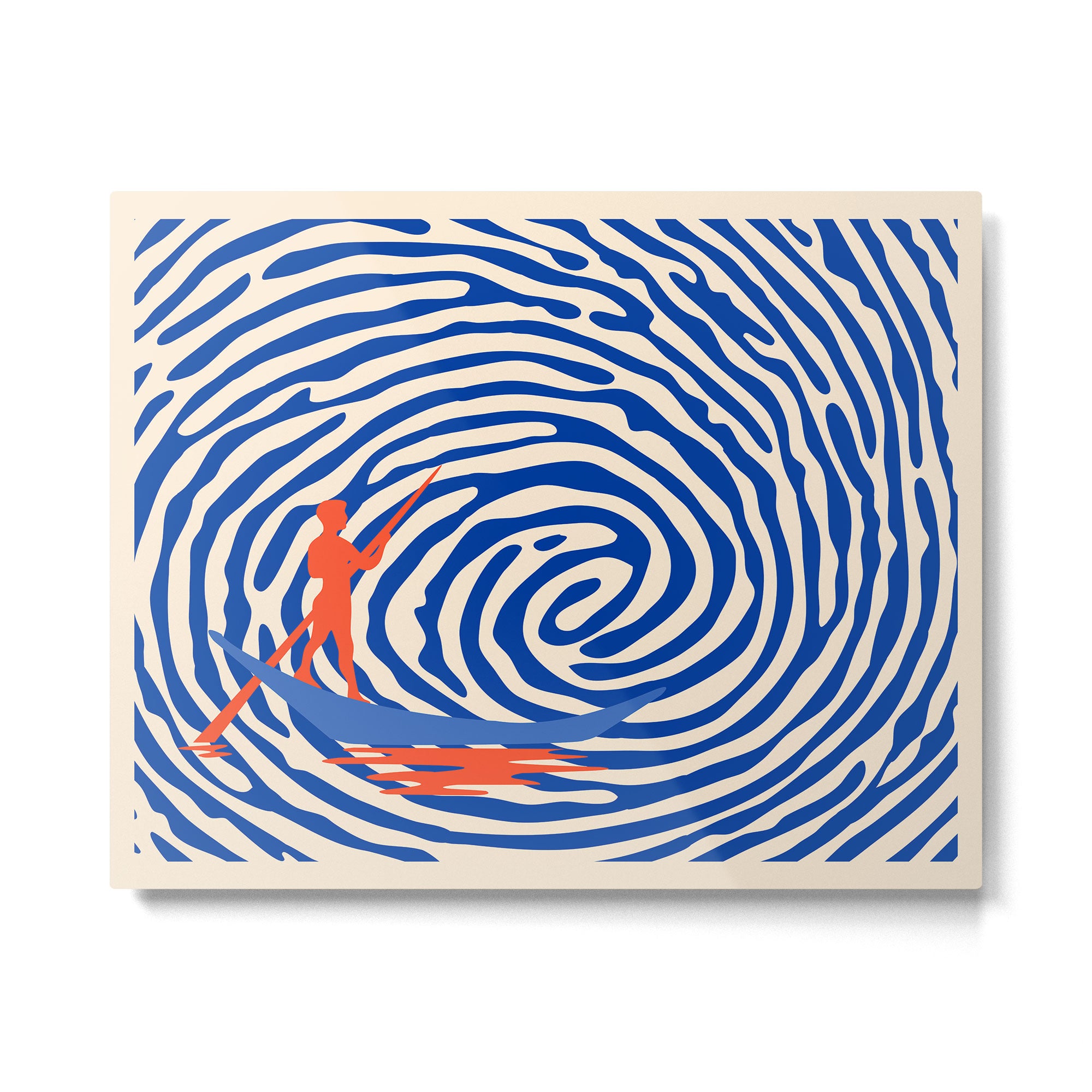 Maelstrom, Abstract Psychedelic Ocean River Whirlpool Vortex, Line Art Drawing Eclectic Boat Sail Sea Metal Print Gallery Image 4