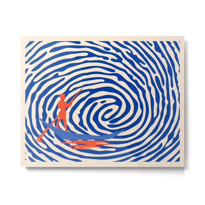 Maelstrom, Abstract Psychedelic Ocean River Whirlpool Vortex, Line Art Drawing Eclectic Boat Sail Sea Metal Print Gallery Image 1