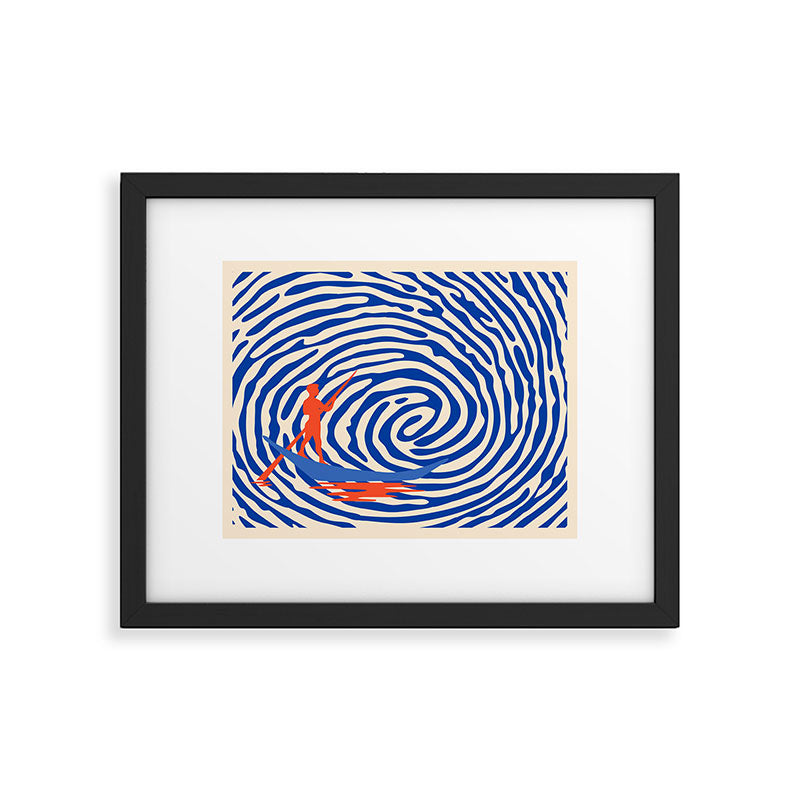 Maelstrom, Abstract Psychedelic Ocean River Whirlpool Vortex, Line Art Drawing Eclectic Boat Sail Sea Framed Art Print Gallery Image 5