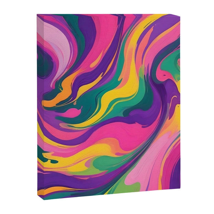 Magnifique, Abstract Fluid Art Resin, Marble Maximalism Painting, Eclectic Bohemian Colorful Bright, Modern Contemporary Boho Happiness Waves Canvas Print Gallery Image 1
