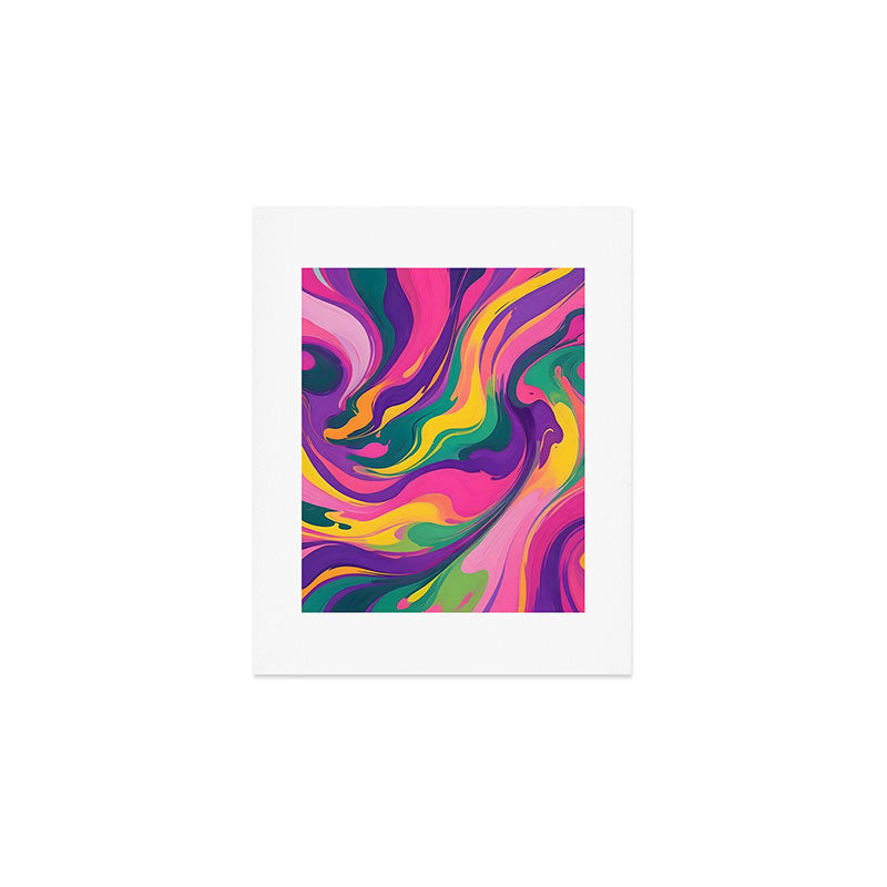 Magnifique, Abstract Fluid Art Resin, Marble Maximalism Painting, Eclectic Bohemian Colorful Bright, Modern Contemporary Boho Happiness Waves Art Print Gallery Image 1