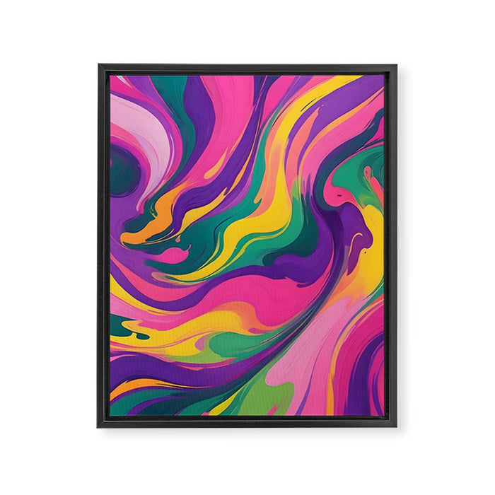 Magnifique, Abstract Fluid Art Resin, Marble Maximalism Painting, Eclectic Bohemian Colorful Bright, Modern Contemporary Boho Happiness Waves Framed Canvas Print Gallery Image 1