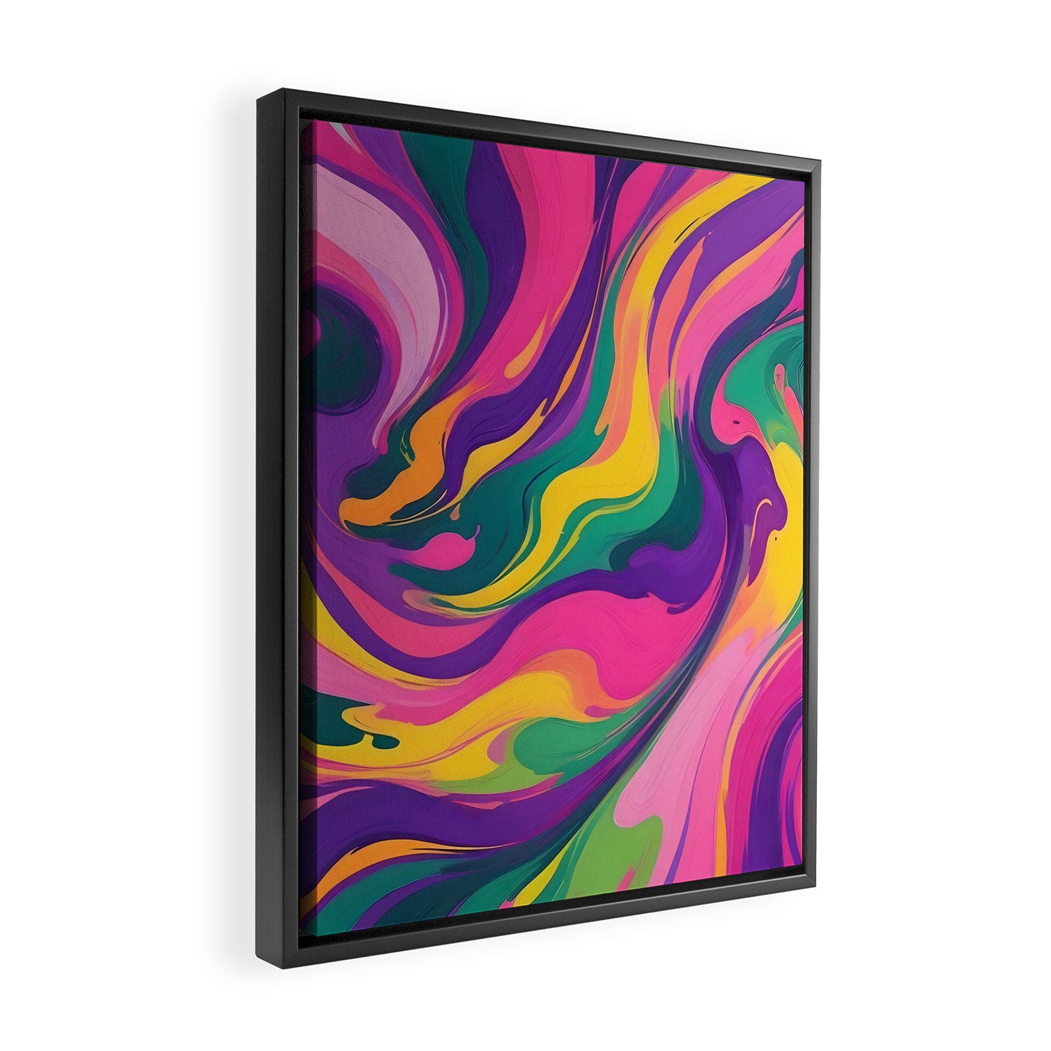 Magnifique, Abstract Fluid Art Resin, Marble Maximalism Painting, Eclectic Bohemian Colorful Bright, Modern Contemporary Boho Happiness Waves Framed Canvas Print Gallery Image 2