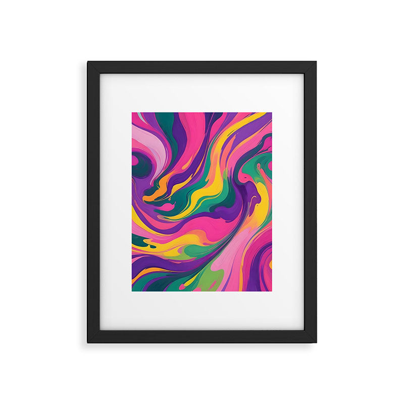 Magnifique, Abstract Fluid Art Resin, Marble Maximalism Painting, Eclectic Bohemian Colorful Bright, Modern Contemporary Boho Happiness Waves Framed Art Print Gallery Image 5