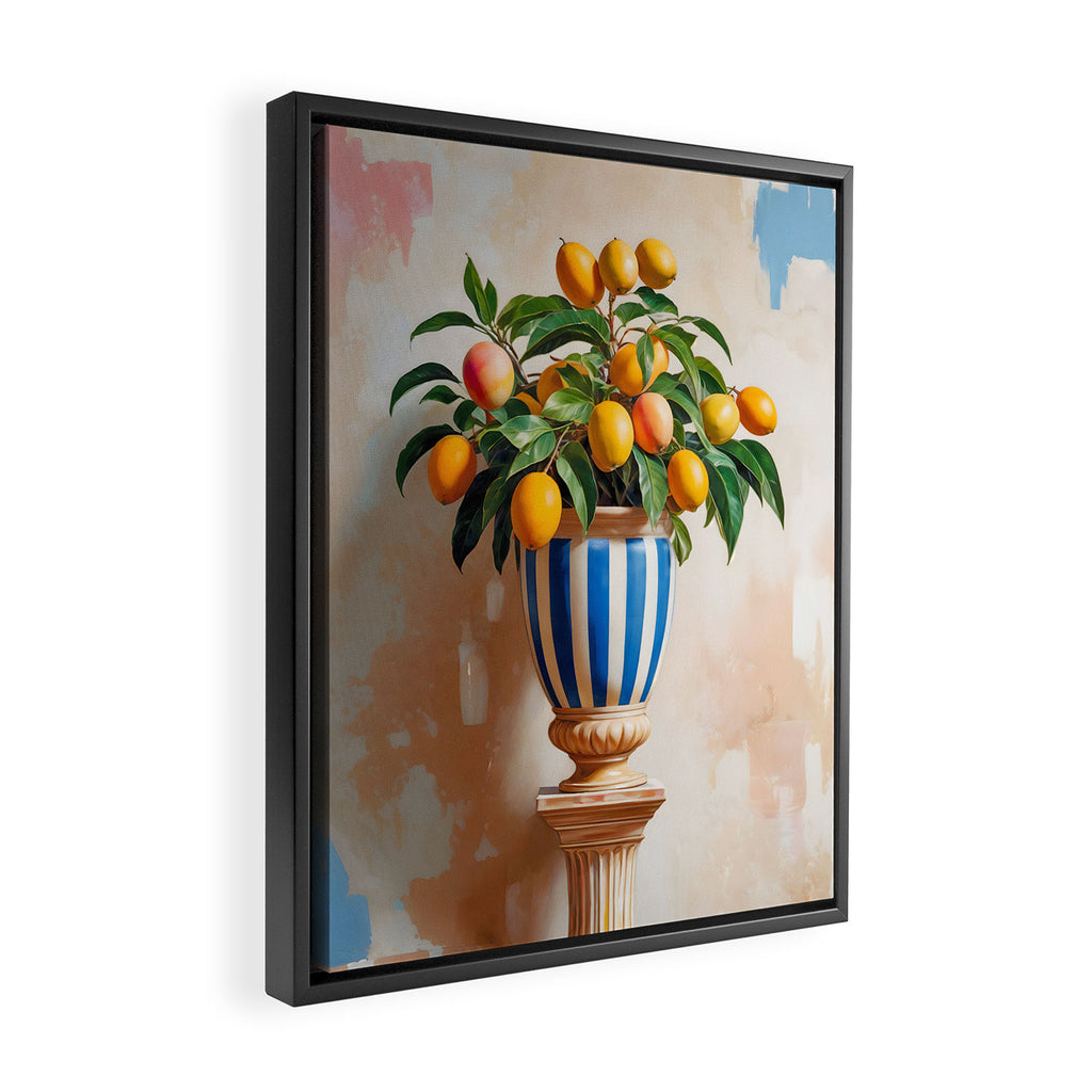  Mango Summer, India Fruits Still Life Tropical, Season Flower Pot Plants Botanical, Nature Plant Pots Blossom Juicy Painting Framed Canvas Print Gallery Image 2