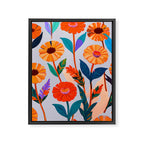 Marigold Celebration, Floral Nature, Botanical Flowers, Blossom Garden Bloom Summer India, Festival Celebrate Plants Leaves, Bohemian Illustration Painting Framed Canvas Print Gallery Image 6