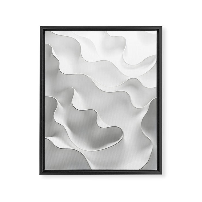 Milky Waves, Abstract Black White Monochromatic, Minimal Minimalistic Minimalism Photography Calm Framed Canvas Print Gallery Image 1