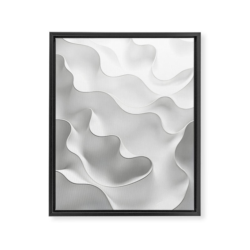 Milky Waves, Abstract Black White Monochromatic, Minimal Minimalistic Minimalism Photography Calm Framed Canvas Print Gallery Image 6