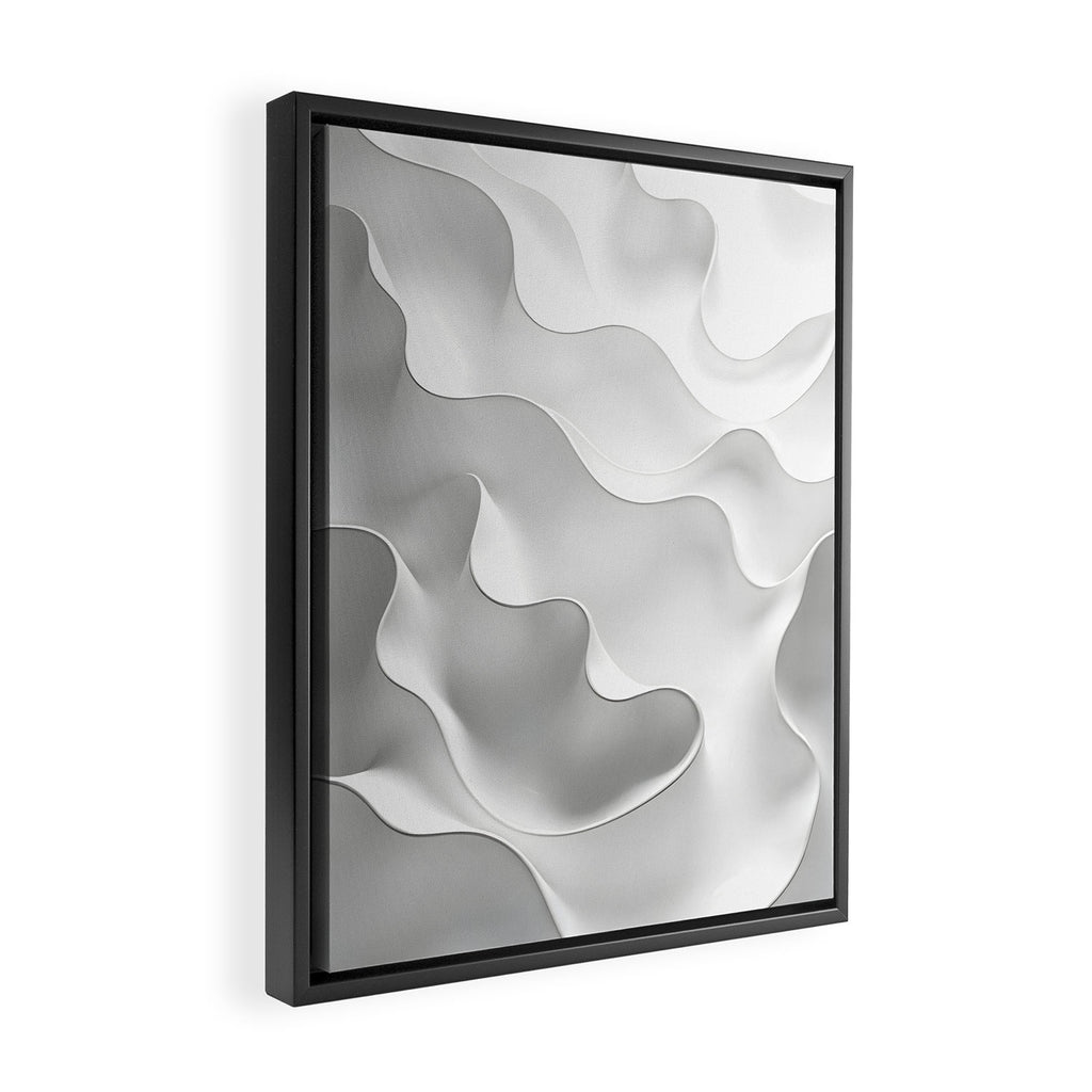Milky Waves, Abstract Black White Monochromatic, Minimal Minimalistic Minimalism Photography Calm Framed Canvas Print Gallery Image 2