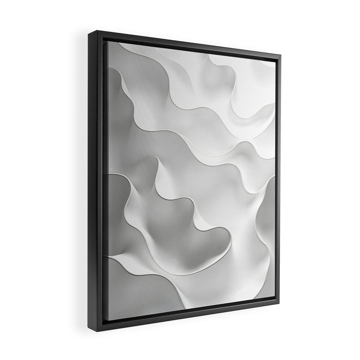 Milky Waves, Abstract Black White Monochromatic, Minimal Minimalistic Minimalism Photography Calm Framed Canvas Print Gallery Image 2