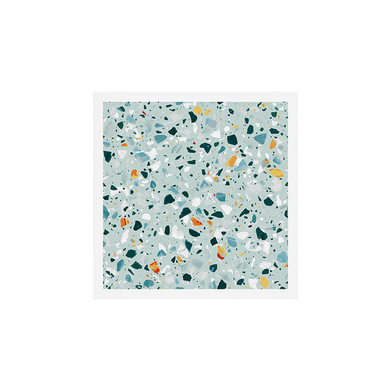 Mint Terrazzo, Eclectic Marble Texture Pattern, Colorful Neutral Pastel Illustration, Floor Tiles Art Print Gallery Image 1
