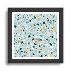 Mint Terrazzo, Eclectic Marble Texture Pattern, Colorful Neutral Pastel Illustration, Floor Tiles Framed Art Print Gallery Image 1