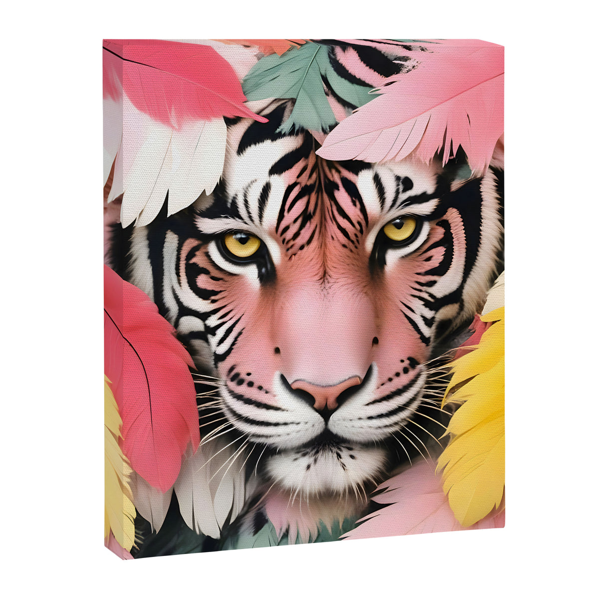 Miss Me? Tiger Portrait, Jungle Pose Tropical Nature Wildlife, Animals Wild Forest Eyes, Close-up Leopard Panther Cheetah Cats Pink Mixed Media Canvas Print Gallery Image 6