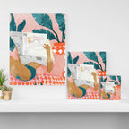 Modern Bohemian Morning Newspaper | Tropical Banana Leaves Palm Watercolor | Boho Woman & Decor Canvas Print Gallery Image 3