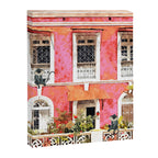 Monkey Business | Watercolor Tropical Goa Architecture Painting | Travel Pastel Pink Blush Building Canvas Print Gallery Image 6