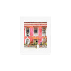 Monkey Business | Watercolor Tropical Goa Architecture Painting | Travel Pastel Pink Blush Building Art Print Gallery Image 1