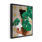 Monstera Plant Lady | Modern Bohemian Morocco Decor | Tropical Botanical Tiles Framed Canvas Print Gallery Image 2