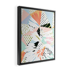 Monsterabstract, Abstract Tropical Nature Pastel Collage, Graphic Design Botanical Garden, Monstera Exotic Plants Geometric Shapes, Eclectic Bohemian Contemporary Color Story  Framed Canvas Print Gallery Image 2
