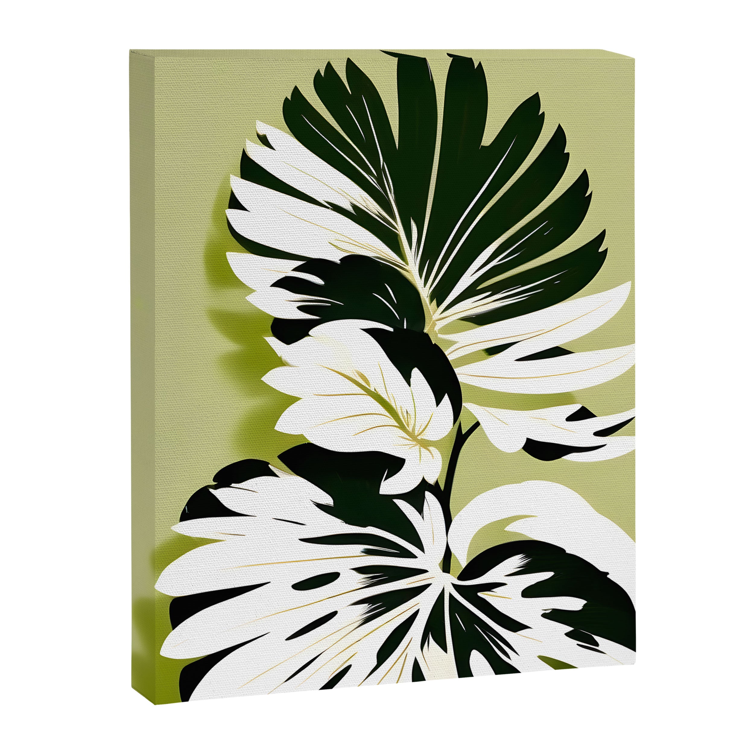 Monsterous, Monstera Tropical Botanical Nature, Jungle Green Scandinavian, Eclectic Garden Bohemian Leaves Illustration, Painting Vintage Variegated Plants   Canvas Print Gallery Image 6