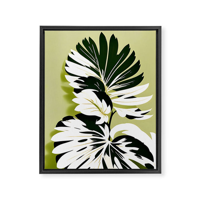 Monsterous, Monstera Tropical Botanical Nature, Jungle Green Scandinavian, Eclectic Garden Bohemian Leaves Illustration, Painting Vintage Variegated Plants   Framed Canvas Print Gallery Image 1