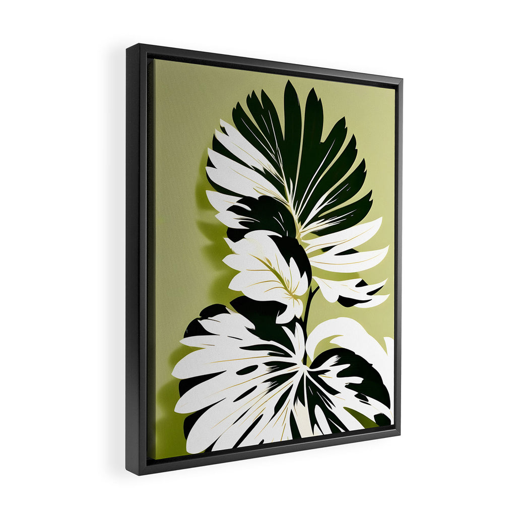 Monsterous, Monstera Tropical Botanical Nature, Jungle Green Scandinavian, Eclectic Garden Bohemian Leaves Illustration, Painting Vintage Variegated Plants   Framed Canvas Print Gallery Image 2