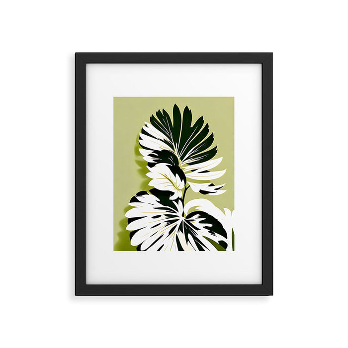 Monsterous, Monstera Tropical Botanical Nature, Jungle Green Scandinavian, Eclectic Garden Bohemian Leaves Illustration, Painting Vintage Variegated Plants   Framed Art Print Gallery Image 1
