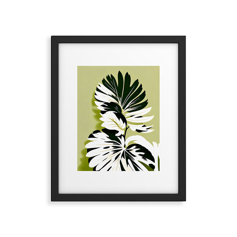 Monsterous, Monstera Tropical Botanical Nature, Jungle Green Scandinavian, Eclectic Garden Bohemian Leaves Illustration, Painting Vintage Variegated Plants   Framed Art Print Gallery Image 5