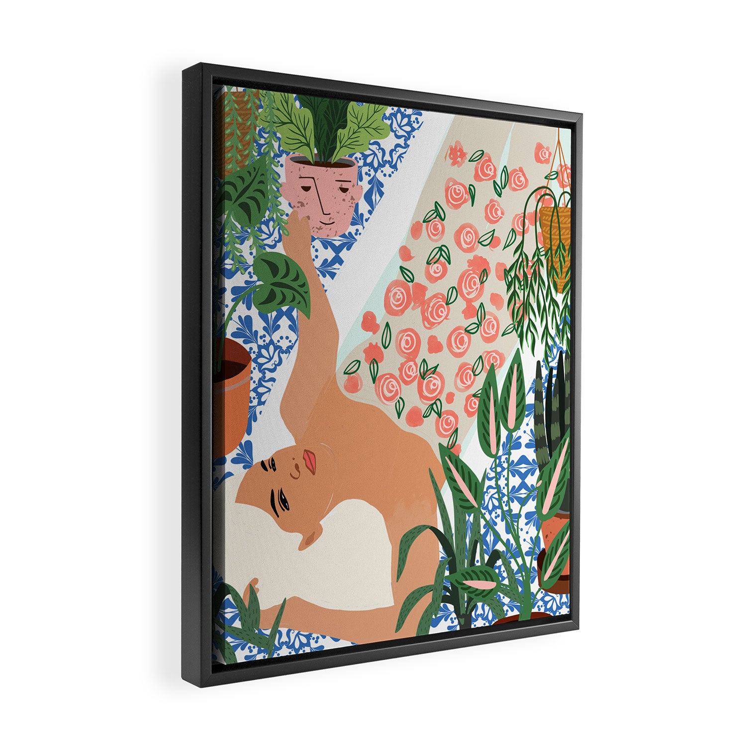 Moroccan Bath With Plants #botanical #illustration Framed Canvas Print Gallery Image 2