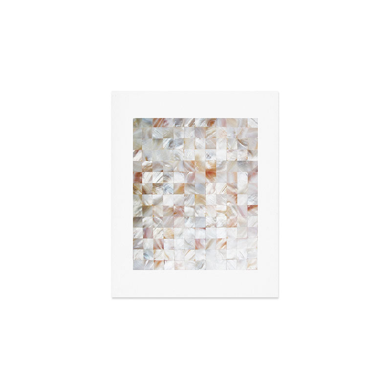 Mother of Pearl, Exotic Tiles Photography, Neutral Minimal Geometrical Graphic Design Art Print Gallery Image 1