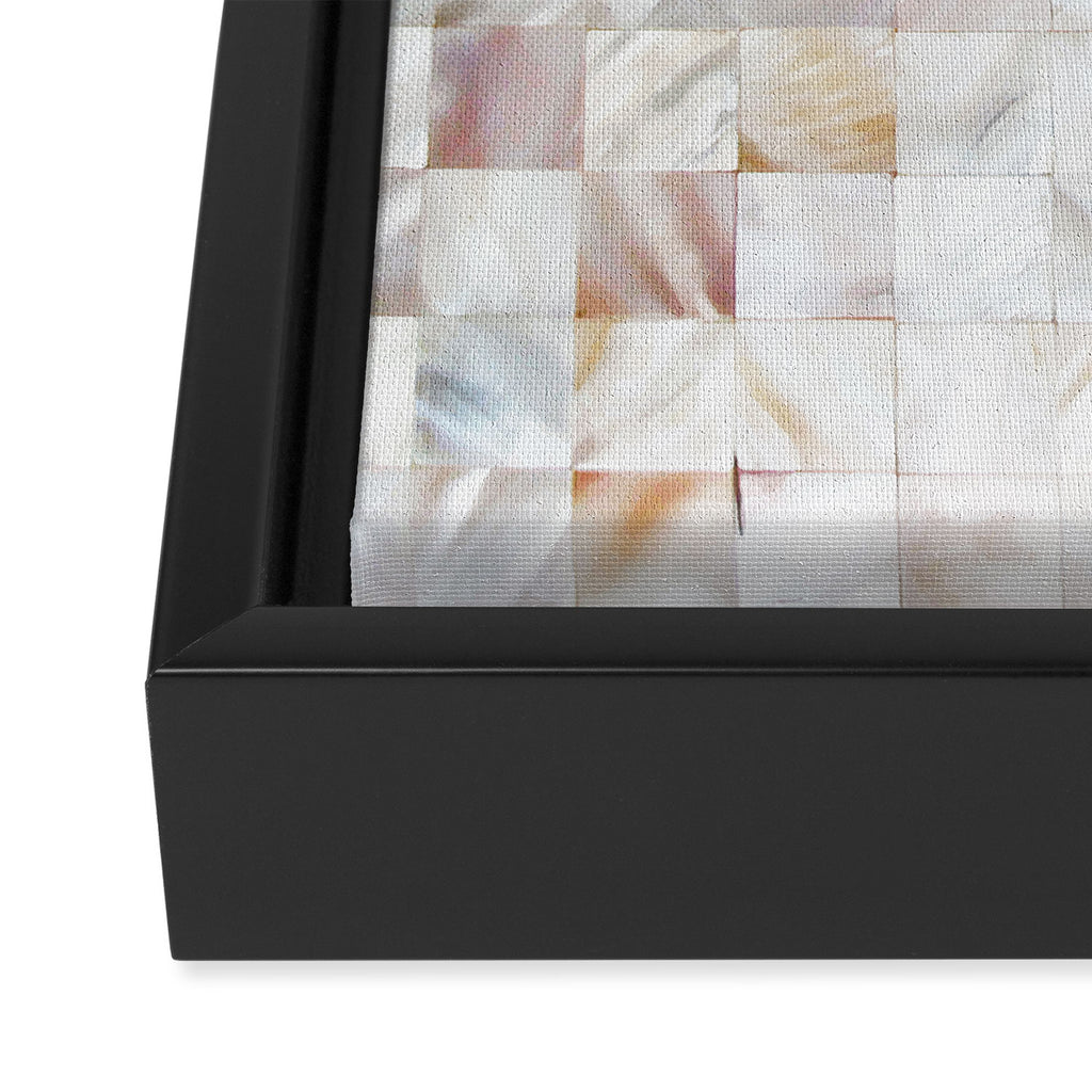 Mother of Pearl, Exotic Tiles Photography, Neutral Minimal Geometrical Graphic Design Framed Canvas Print Gallery Image 3
