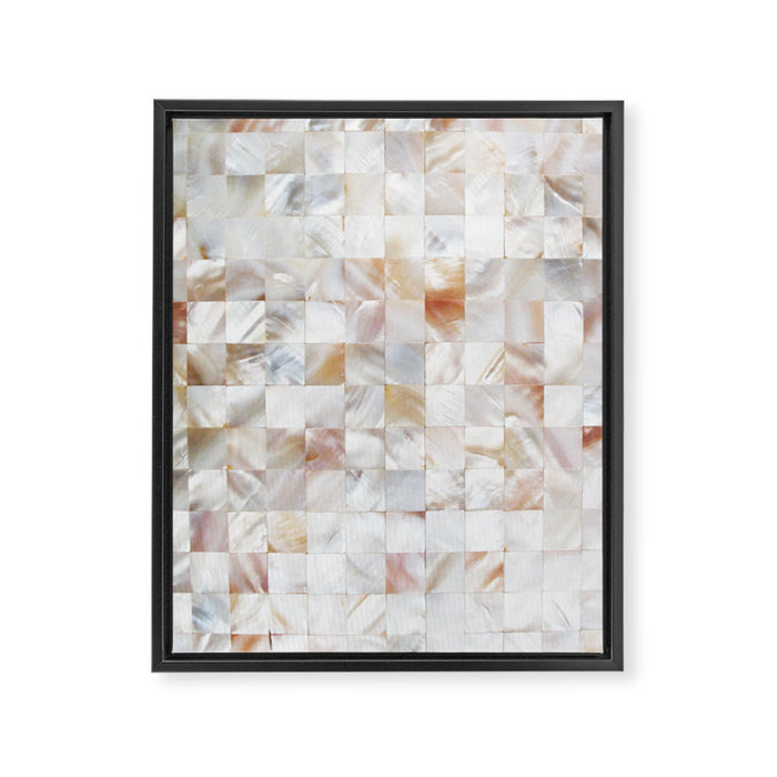 Mother of Pearl, Exotic Tiles Photography, Neutral Minimal Geometrical Graphic Design Framed Canvas Print Gallery Image 1